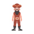 Funny and strict man pirate. Guy in a pirate costume. Cartoon style
