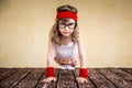 Funny strong child Royalty Free Stock Photo