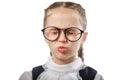 Funny Student Girl In Glasses Close Eyes Closeup