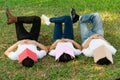 Funny students sleeping with books on their face.