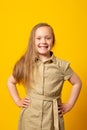 Funny portrait of european caucasian child girl