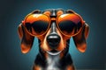 funny stylish dog in sunglasses, cartoon dog portrait, ai generation