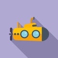 Funny submarine icon flat vector. Underwater ship Royalty Free Stock Photo
