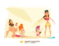 Funny summer characters in cartoon style