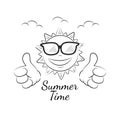 Funny summer sun with thumb up Royalty Free Stock Photo