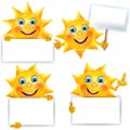 Funny sun with blank banner