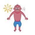 Funny red sunburn man icon vector