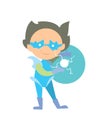 Funny super children character in flat design