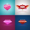 Funny super mom logo set.