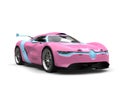 Funny super sports car in gentle pink with baby blue details