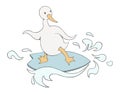 Funny surfing goose draw