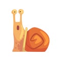 Funny surprised snail, cute comic mollusk character cartoon vector Illustration