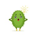 Funny surprised surprised cactus, cute frightened plant character cartoon vector Illustration