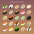 Funny sushi icon set_2