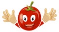 Funny sweet tomato with smiling face. Cartoon mascot