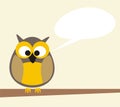 Funny talking owl sitting on the tree - vector