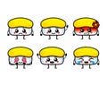 Funny tamago egg sushi characters with cute face Royalty Free Stock Photo