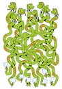 Funny Tangled Snakes. Children logic game to pass the maze