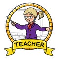 Funny teacher. Emblem. Profession ABC series