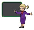 Funny teacher with pointer. Profession series.