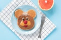 Funny Teddy Bear pancake food art for kids Royalty Free Stock Photo