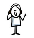 Funny teenager with headphones listening to an online audiobook lesson and enjoying music. Royalty Free Stock Photo