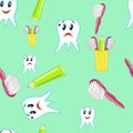 Funny teeth with toothpaste and a toothbrush Royalty Free Stock Photo