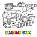 Funny telescopic boom lift car. Coloring book