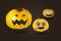 Funny and terrifying Halloween pumpkins, created with photo collage