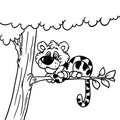 Funny tiger character sitting tree illustration cartoon coloring