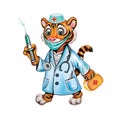 Funny tiger doctor Royalty Free Stock Photo