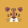 Funny tiger. Head wild cat from safary, vector illustration