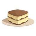 Funny tiramisu icon cartoon vector. Cake food