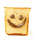 Funny toast bread with chocolate smile Royalty Free Stock Photo