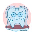 Funny tooth in the invisibility cloak. invisible braces concept.