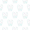 Funny tooth seamless pattern. Dotted teeth background