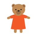 Funny Toy Icon. Illustration of Bear in Dress.