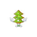 Funny trees cookies cartoon character style with Wink eye