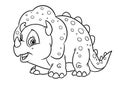 Funny triceratops dinosaur animal character cartoon illustration coloring page Royalty Free Stock Photo