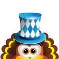 Funny turkey. Oktoberfest Card Design Template.