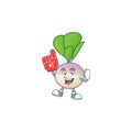 Funny turnip mascot cartoon style with Foam finger