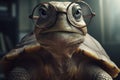 Funny turtle in glasses. Generative AI Royalty Free Stock Photo