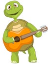 Funny Turtle. Guitarist. Royalty Free Stock Photo