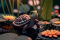 Funny turtle smiling at the lake positiv Generative AI Royalty Free Stock Photo