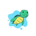 Funny Turtle Tortoise Swimming Diving Sea Underwater Exotic Reptile Cartoon