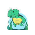 Funny Turtle Tortoise Swimming Diving Underwater Sea Exotic Reptile Cartoon