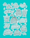 Funny turtles collection, sketch for your design