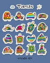 Funny turtles collection, sketch for your design Royalty Free Stock Photo