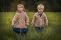 Funny twins boy and girl Royalty Free Stock Photo