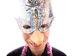 Funny ugly man with party mask smiling Royalty Free Stock Photo